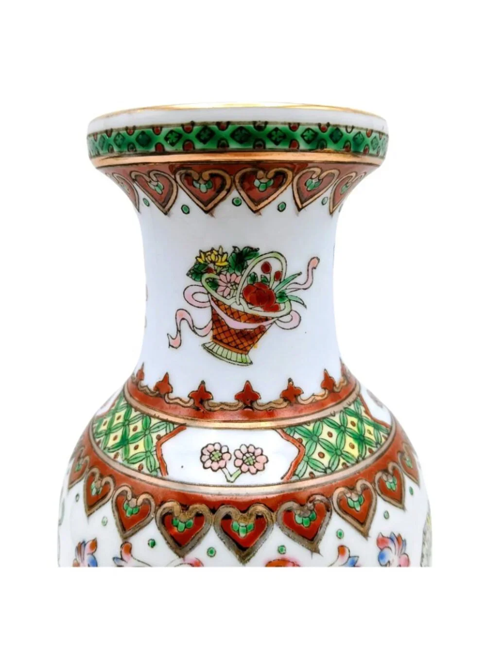 Chinese Green Dragon Vase Hand Painted Porcelain Gilt 8.5 in Qianlong mark